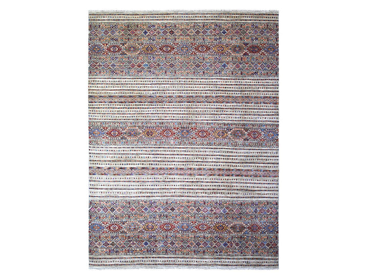 8'10" x 11'10" New Hand Knotted Ivory Wool Rectangle Oriental Rug - MOA10274619