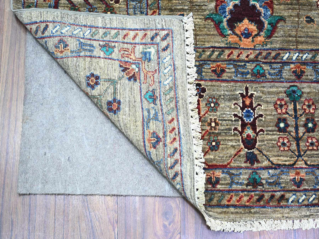 7'9" x 9'6" New Hand Knotted Grey Wool Rectangle Oriental Rug - MOA10274624