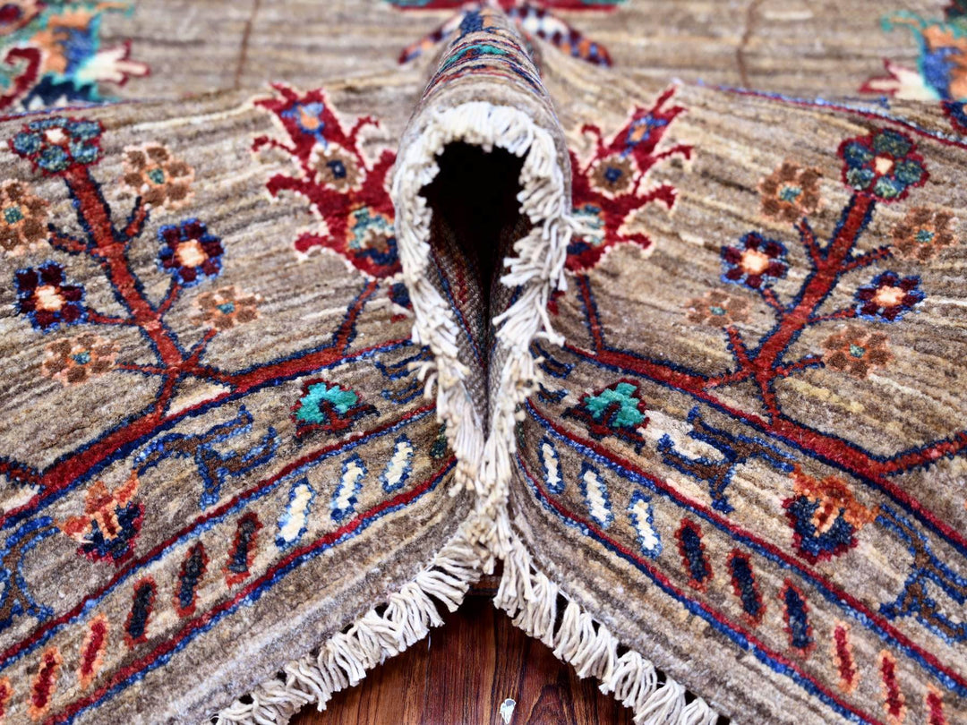 7'9" x 9'6" New Hand Knotted Grey Wool Rectangle Oriental Rug - MOA10274624