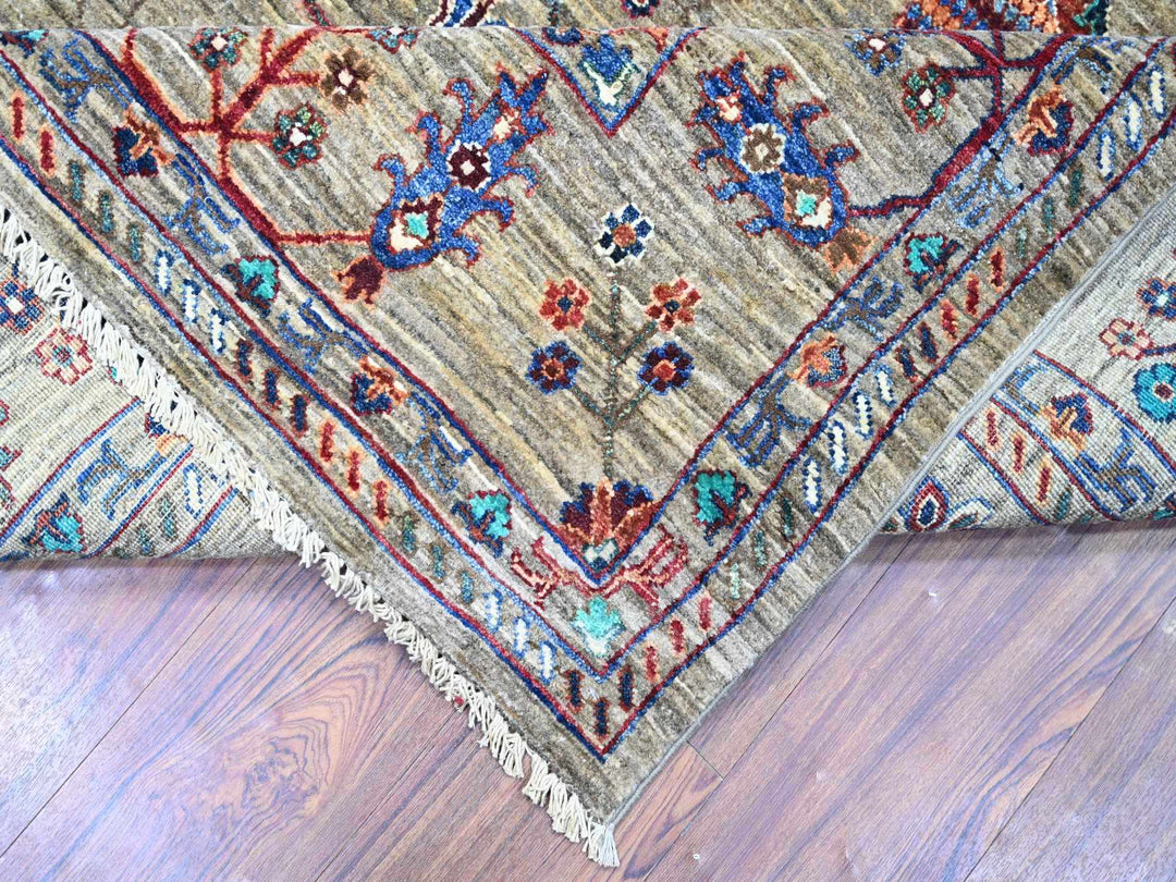 7'9" x 9'6" New Hand Knotted Grey Wool Rectangle Oriental Rug - MOA10274624