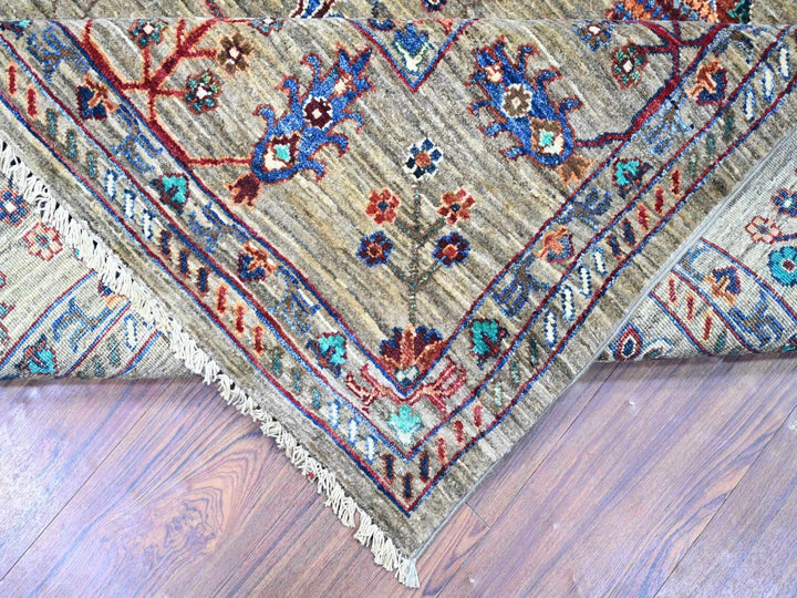 7'9" x 9'6" New Hand Knotted Grey Wool Rectangle Oriental Rug - MOA10274624