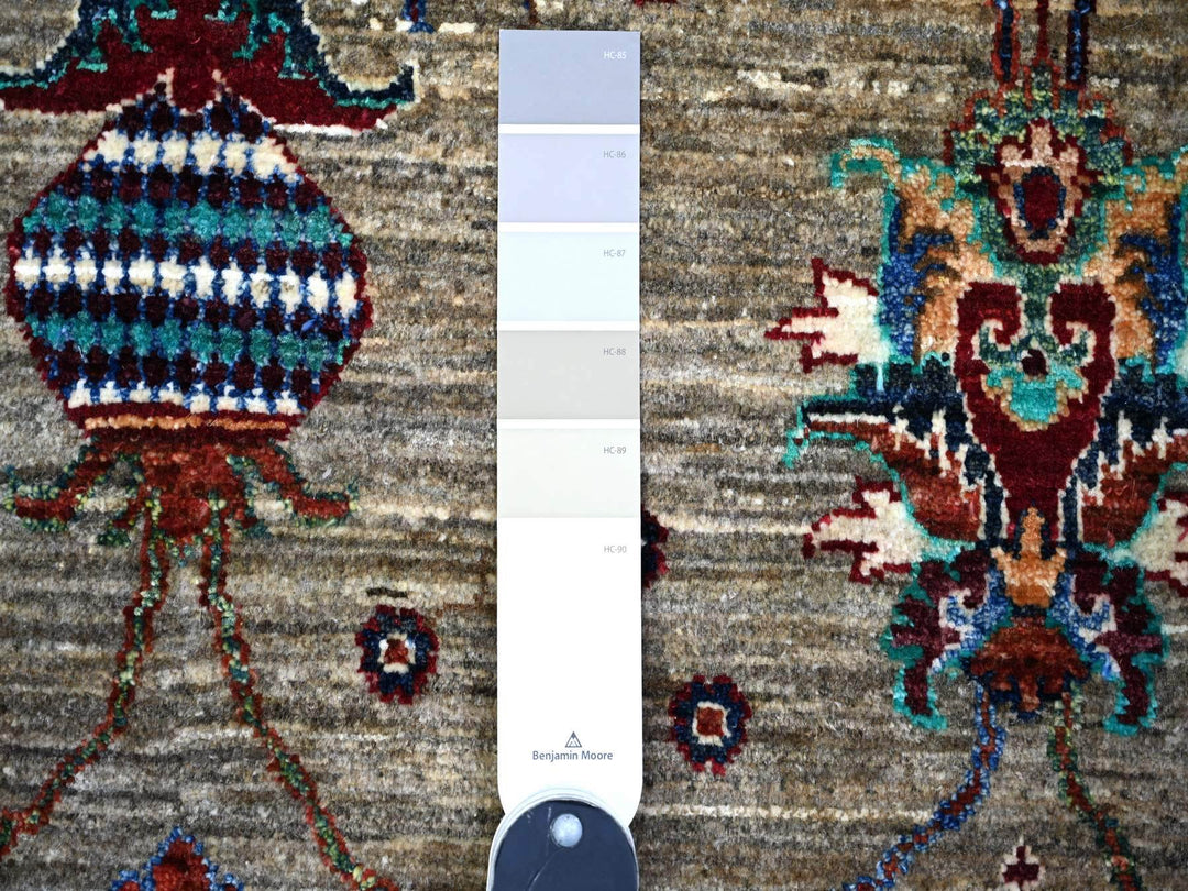 7'9" x 9'6" New Hand Knotted Grey Wool Rectangle Oriental Rug - MOA10274624