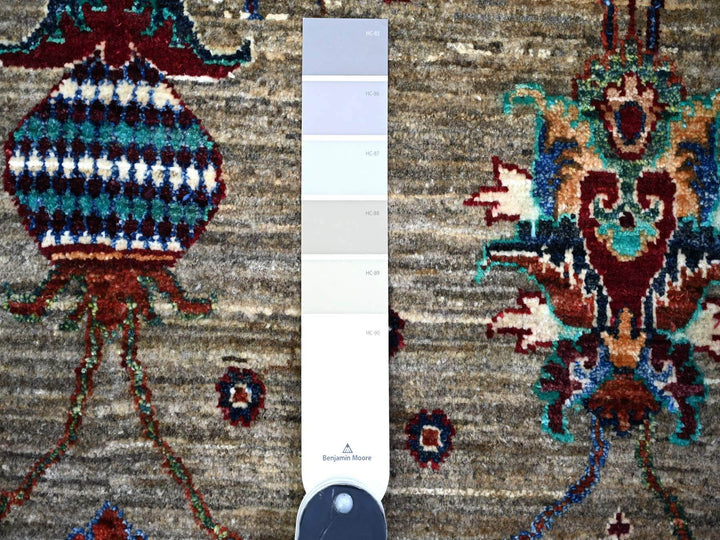 7'9" x 9'6" New Hand Knotted Grey Wool Rectangle Oriental Rug - MOA10274624