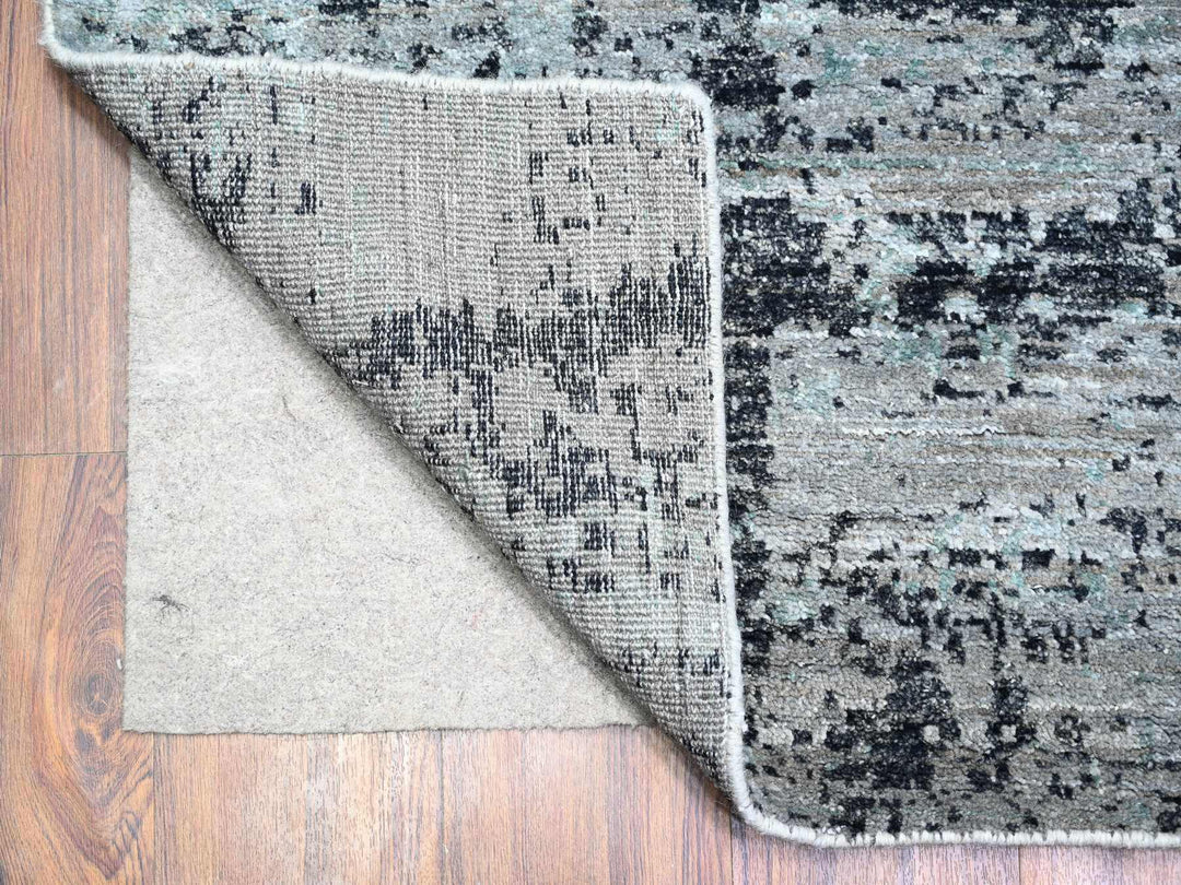 8'10" x 12'9" New Hand Knotted Grey Wool Rectangle Oriental Rug - MOA10274628