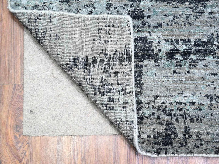8'10" x 12'9" New Hand Knotted Grey Wool Rectangle Oriental Rug - MOA10274628