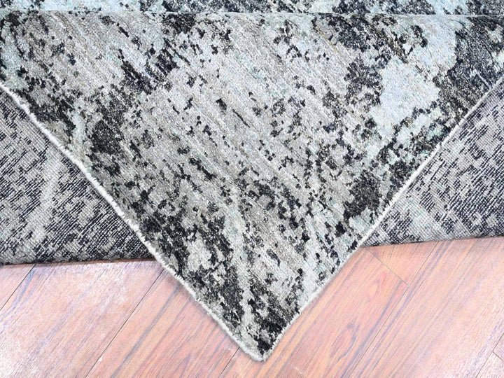 8'10" x 12'9" New Hand Knotted Grey Wool Rectangle Oriental Rug - MOA10274628