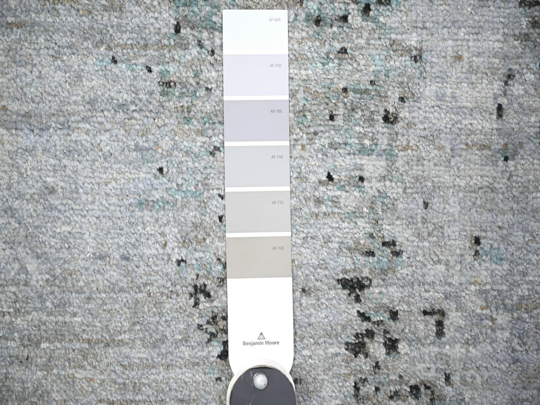 8'10" x 12'9" New Hand Knotted Grey Wool Rectangle Oriental Rug - MOA10274628