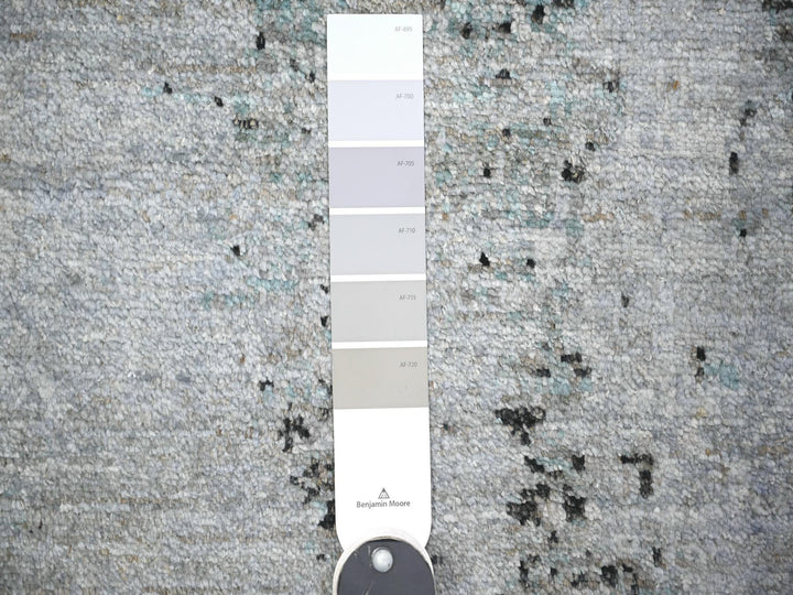8'10" x 12'9" New Hand Knotted Grey Wool Rectangle Oriental Rug - MOA10274628
