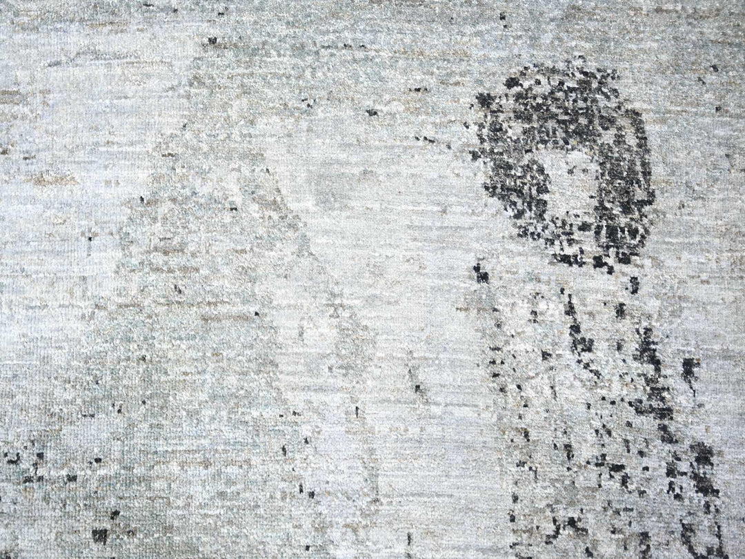 8'10" x 12'9" New Hand Knotted Grey Wool Rectangle Oriental Rug - MOA10274628