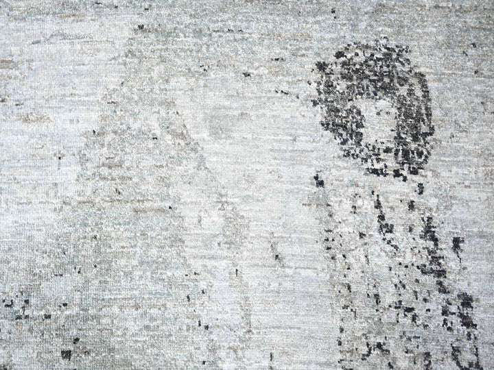 8'10" x 12'9" New Hand Knotted Grey Wool Rectangle Oriental Rug - MOA10274628