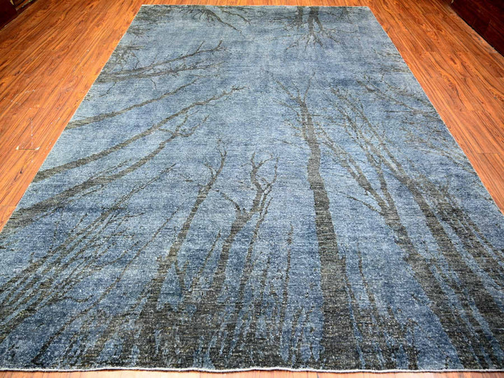 8'10" x 12'1" New Hand Knotted Grey Wool Rectangle Oriental Rug - MOA10274629