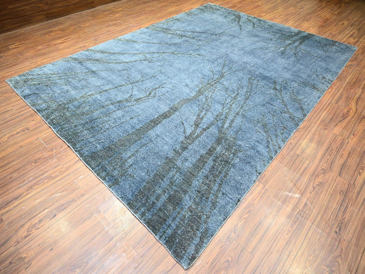 8'10" x 12'1" New Hand Knotted Grey Wool Rectangle Oriental Rug - MOA10274629