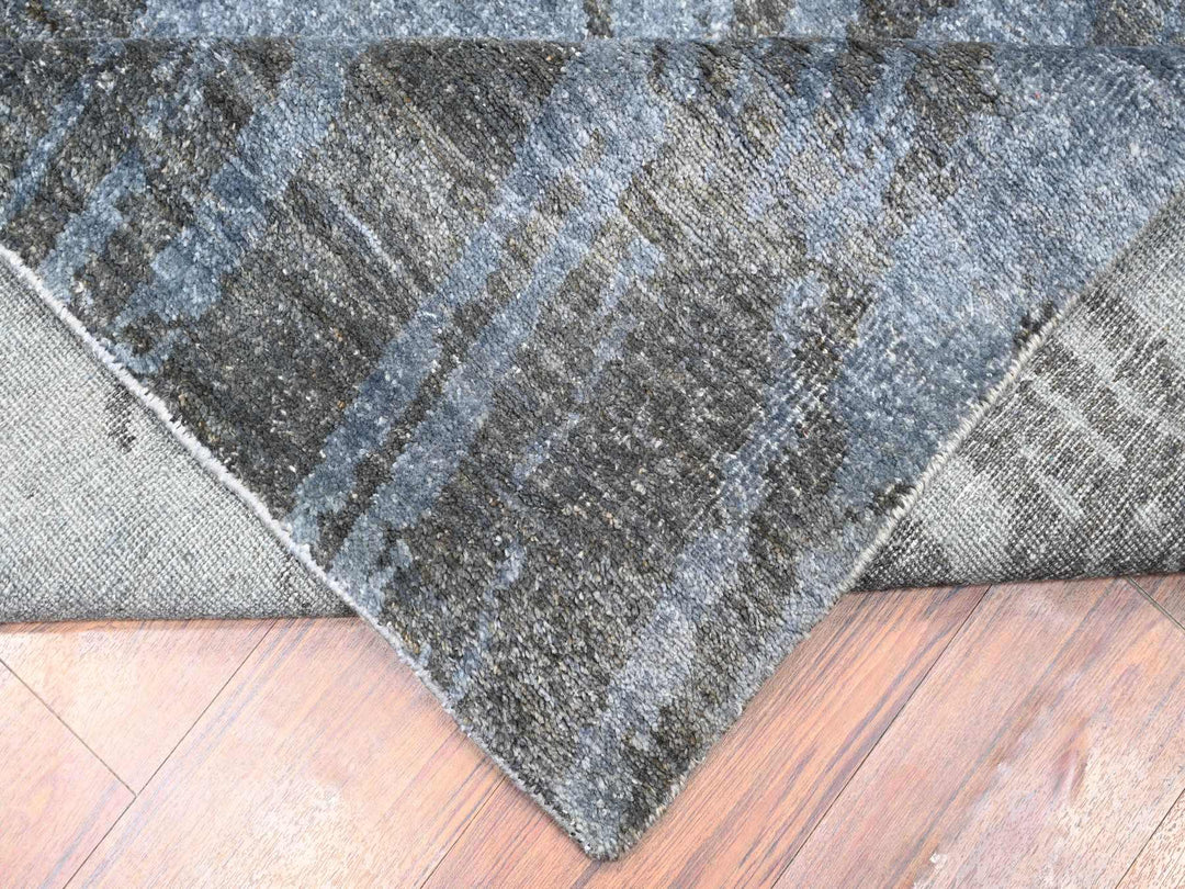 8'10" x 12'1" New Hand Knotted Grey Wool Rectangle Oriental Rug - MOA10274629