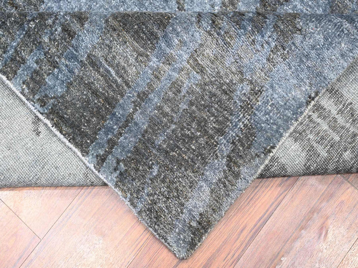 8'10" x 12'1" New Hand Knotted Grey Wool Rectangle Oriental Rug - MOA10274629