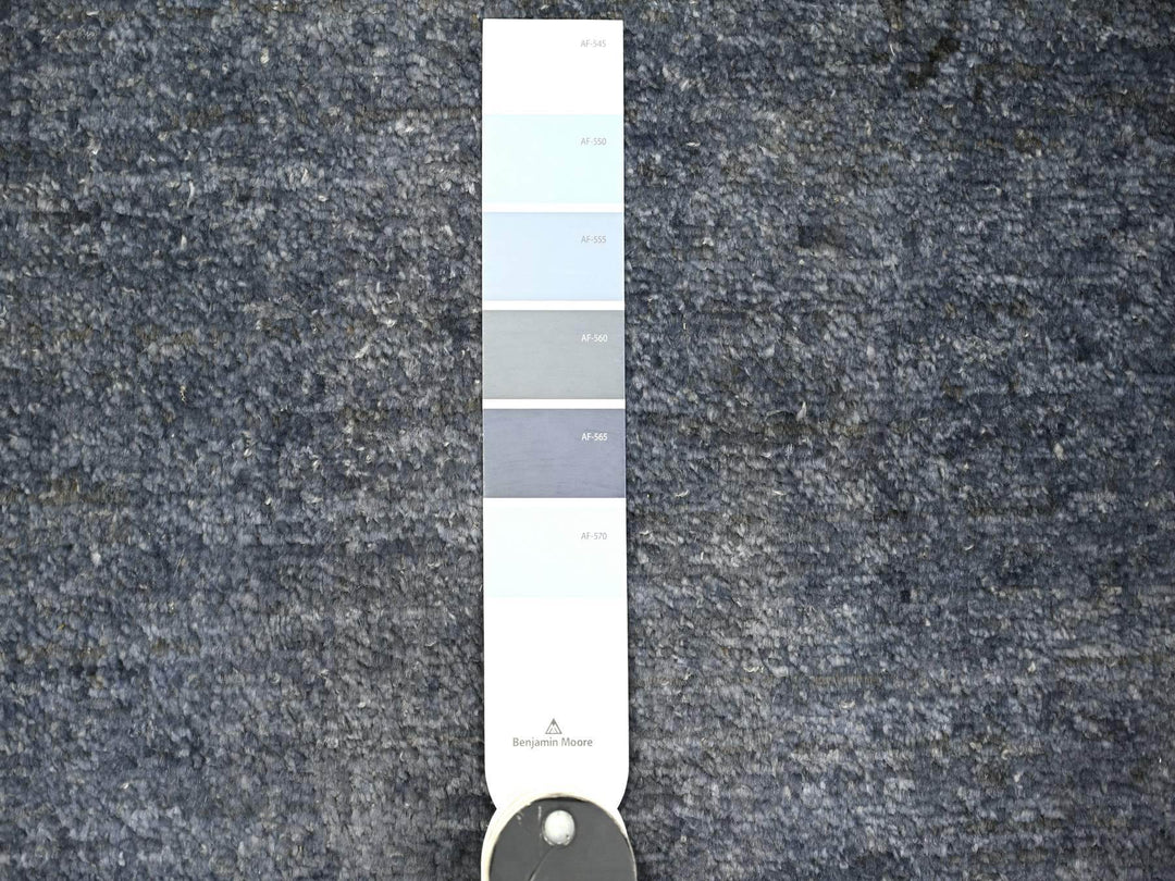 8'10" x 12'1" New Hand Knotted Grey Wool Rectangle Oriental Rug - MOA10274629