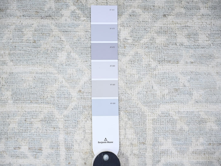 7'11" x 9'10" New Hand Knotted Grey Wool Rectangle Oriental Rug - MOA10274640
