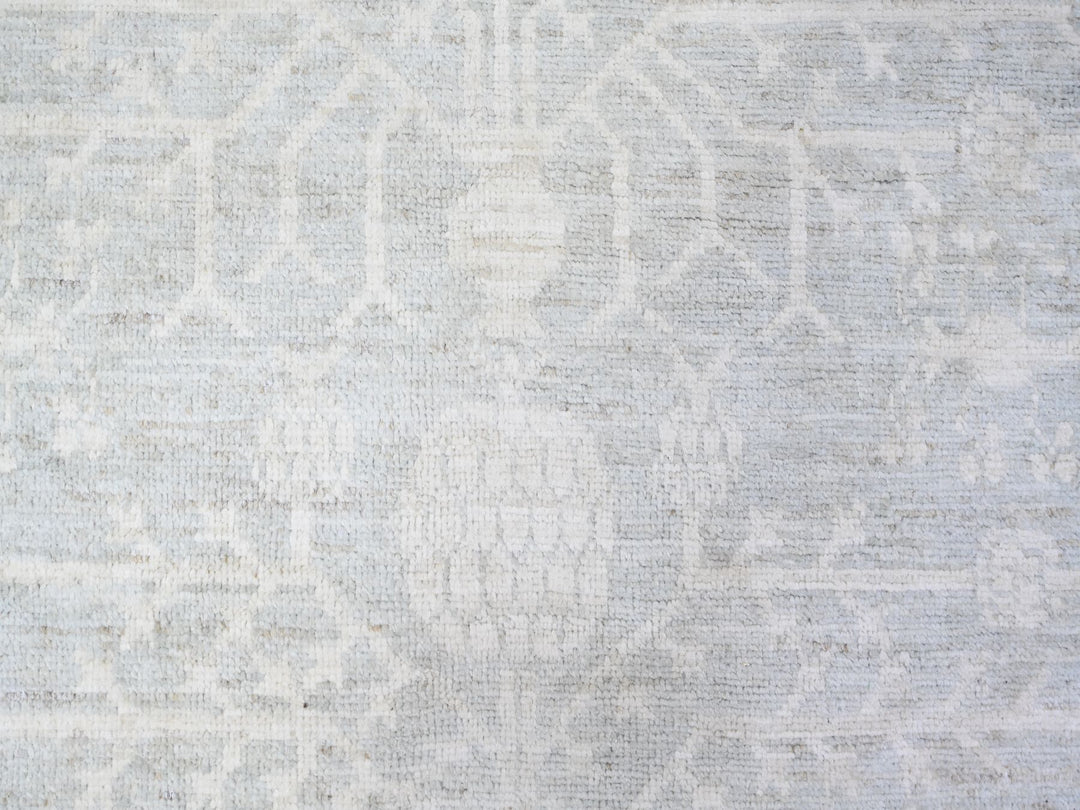 7'11" x 9'10" New Hand Knotted Grey Wool Rectangle Oriental Rug - MOA10274640