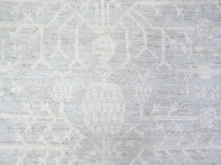 7'11" x 9'10" New Hand Knotted Grey Wool Rectangle Oriental Rug - MOA10274640