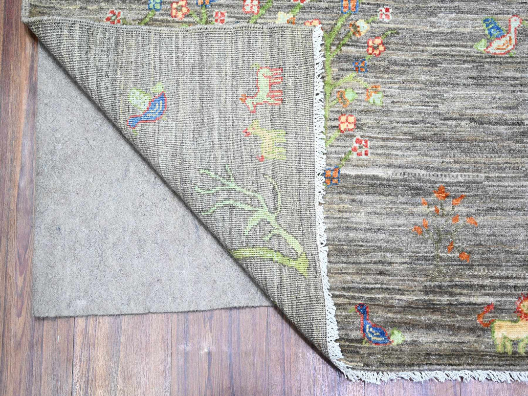 7'11" x 9'5" New Hand Knotted Grey Wool Rectangle Oriental Rug - MOA10274644