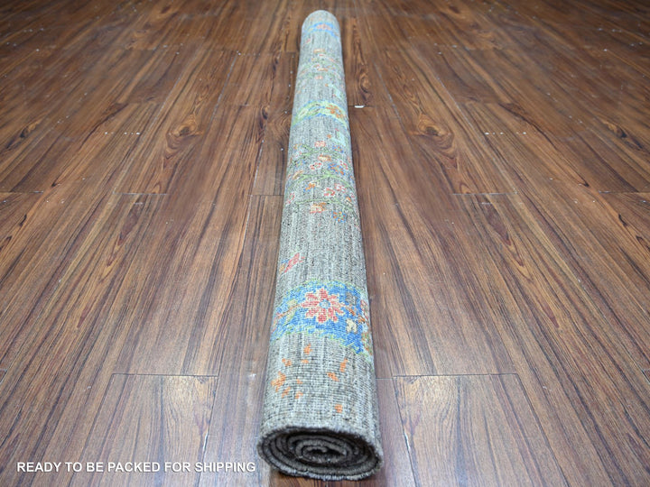5'0" x 6'8" New Hand Knotted Grey Wool Rectangle Oriental Rug - MOA10274646