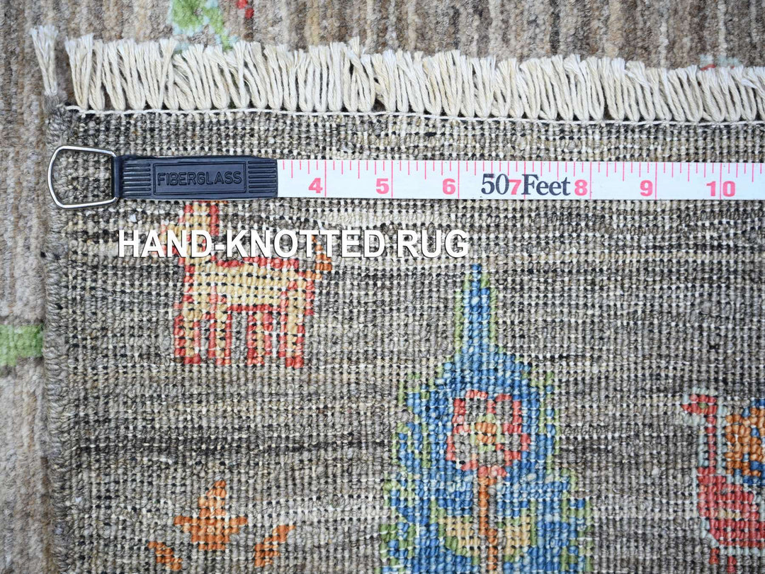 5'0" x 6'8" New Hand Knotted Grey Wool Rectangle Oriental Rug - MOA10274646