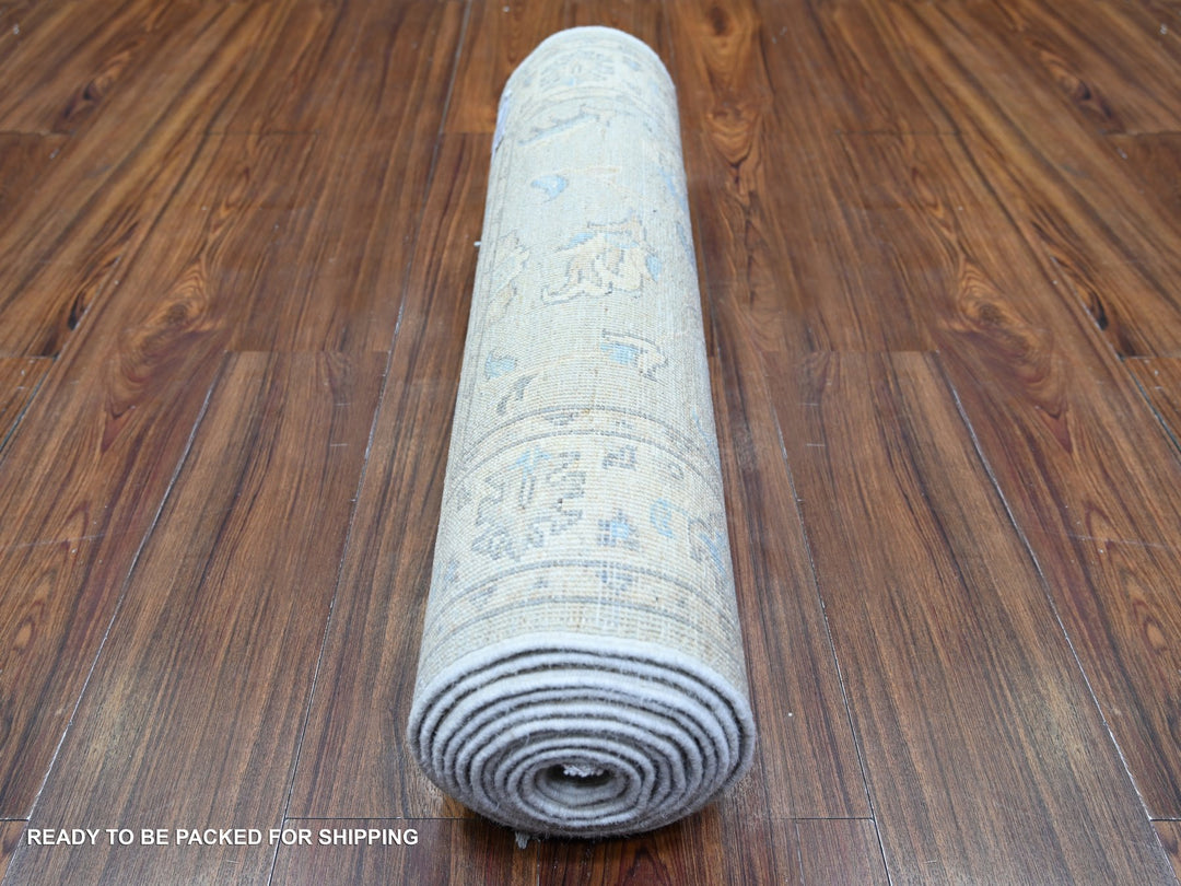 2'6" x 12'2" New Hand Knotted Grey Wool Runner Oriental Rug - MOA10274647