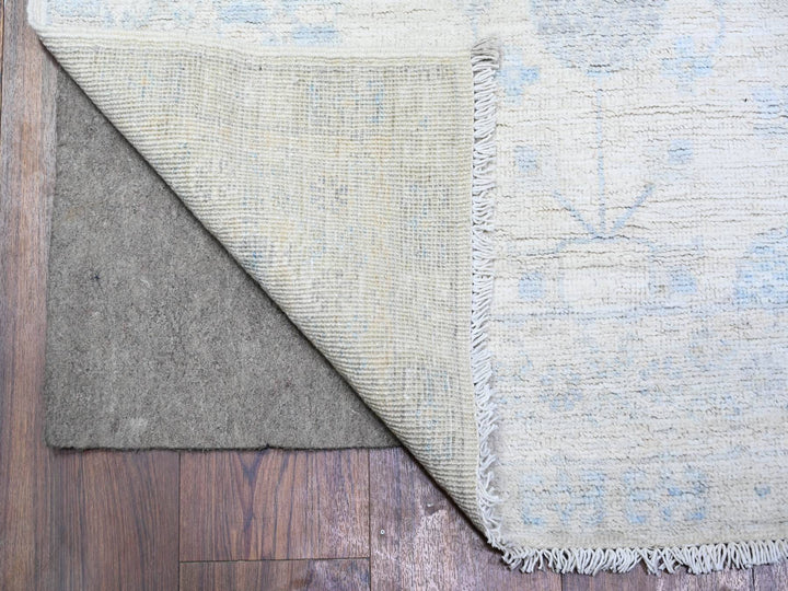3'1" x 11'7" New Hand Knotted Ivory Wool Runner Oriental Rug - MOA10274649