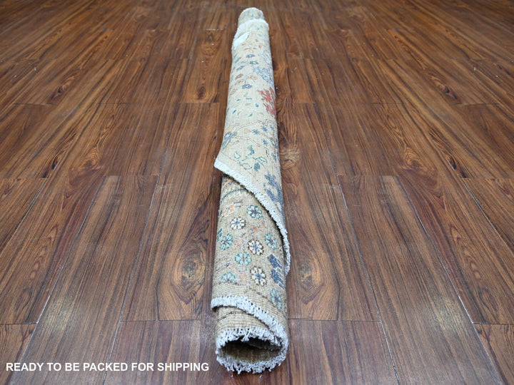 6'1" x 6'2" New Hand Knotted Grey Wool Round Oriental Rug - MOA10274653