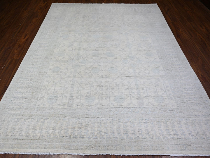 7'10" x 9'5" New Hand Knotted Ivory Wool Rectangle Oriental Rug - MOA10274667