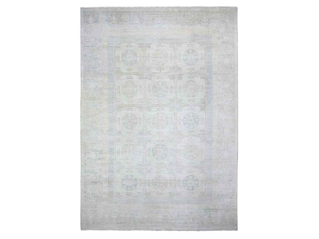 10'0" x 14'4" New Hand Knotted Grey Wool Rectangle Oriental Rug - MOA10274668