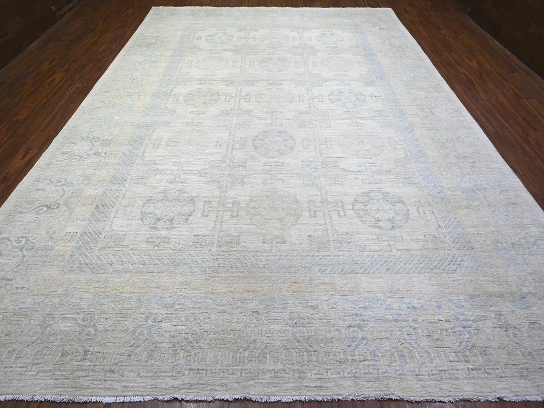 10'0" x 14'4" New Hand Knotted Grey Wool Rectangle Oriental Rug - MOA10274668