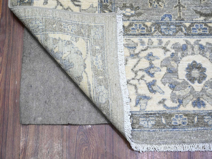 7'10" x 9'9" New Hand Knotted Grey Wool Rectangle Oriental Rug - MOA10274679