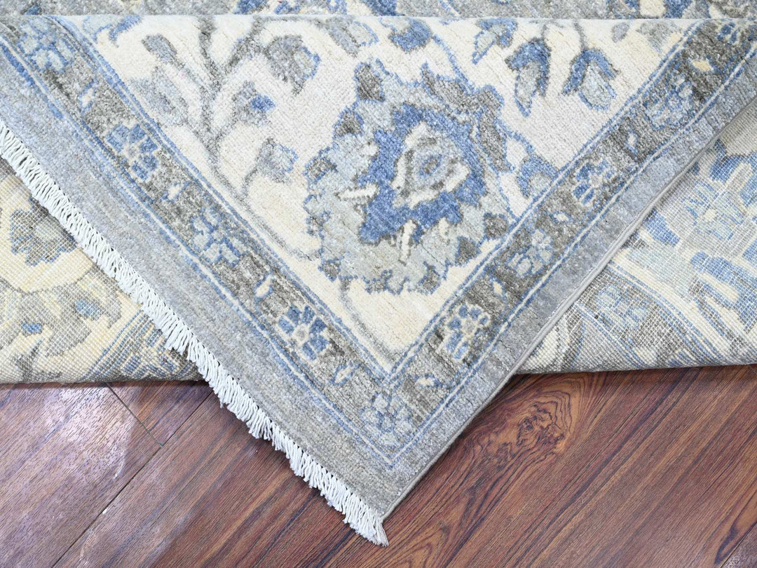 7'10" x 9'9" New Hand Knotted Grey Wool Rectangle Oriental Rug - MOA10274679