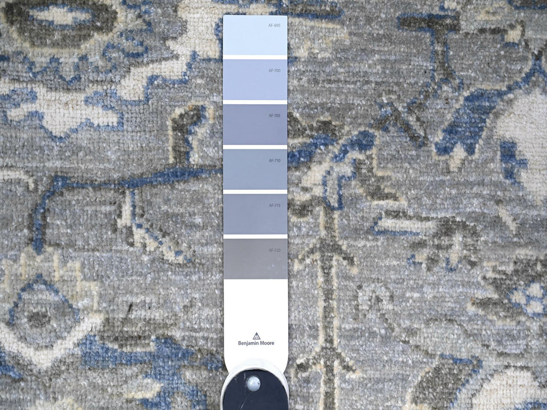 7'10" x 9'9" New Hand Knotted Grey Wool Rectangle Oriental Rug - MOA10274679