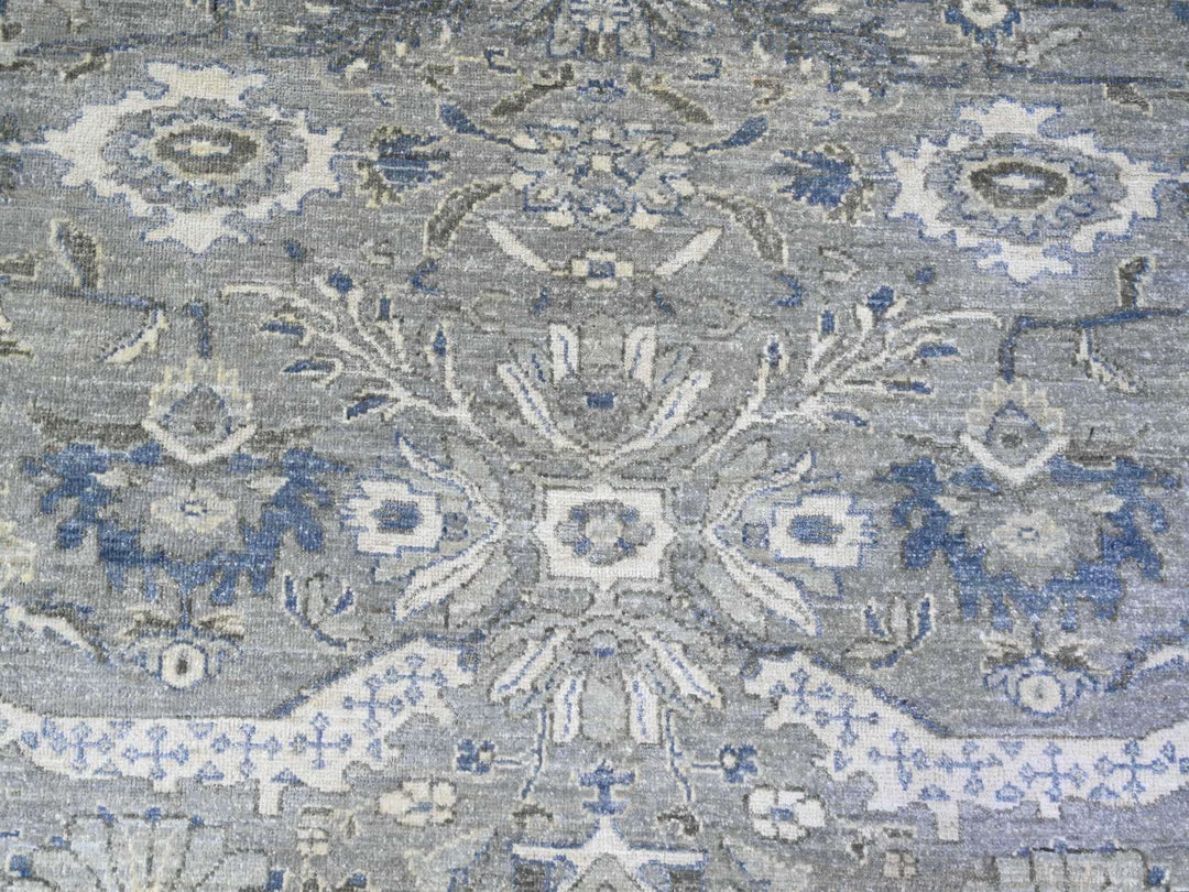 7'10" x 9'9" New Hand Knotted Grey Wool Rectangle Oriental Rug - MOA10274679