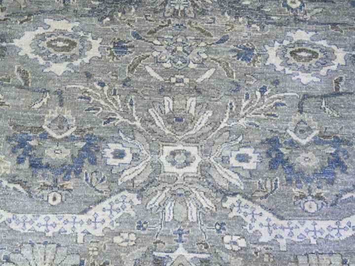 7'10" x 9'9" New Hand Knotted Grey Wool Rectangle Oriental Rug - MOA10274679