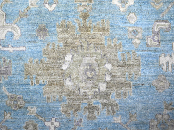 7'10" x 8'0" New Hand Knotted Blue Wool Round Oriental Rug - MOA10274681