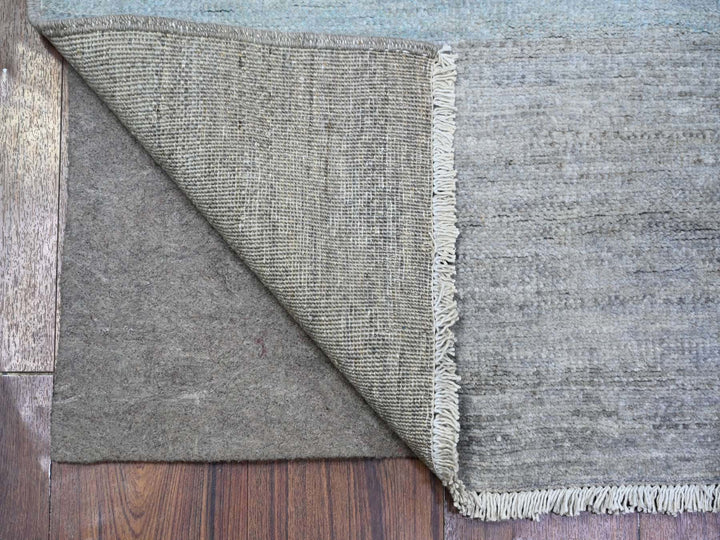 2'8" x 9'5" New Hand Knotted Grey Wool Runner Oriental Rug - MOA10274688
