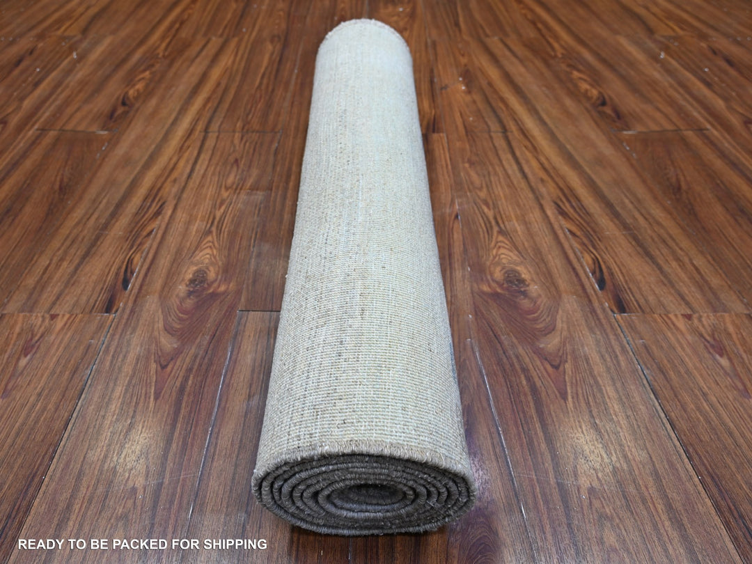 2'8" x 9'5" New Hand Knotted Grey Wool Runner Oriental Rug - MOA10274688