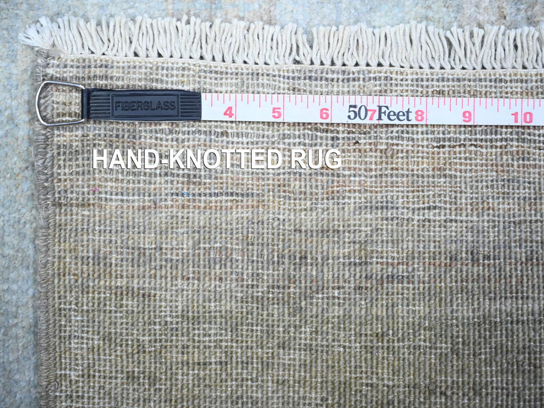 2'8" x 9'5" New Hand Knotted Grey Wool Runner Oriental Rug - MOA10274688
