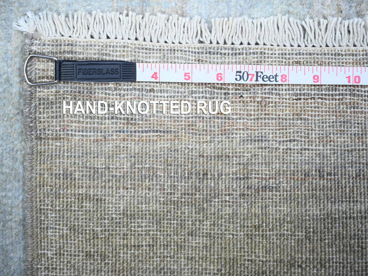2'8" x 9'5" New Hand Knotted Grey Wool Runner Oriental Rug - MOA10274688