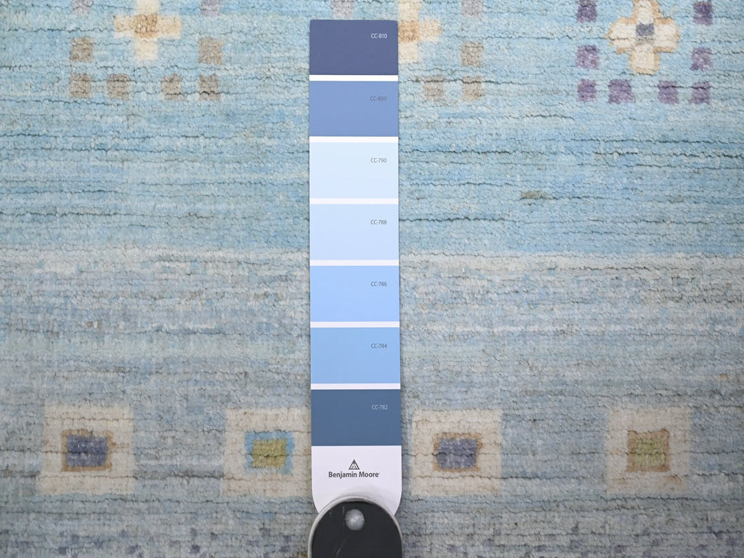 2'8" x 10'11" New Hand Knotted Blue Wool Runner Oriental Rug - MOA10274690