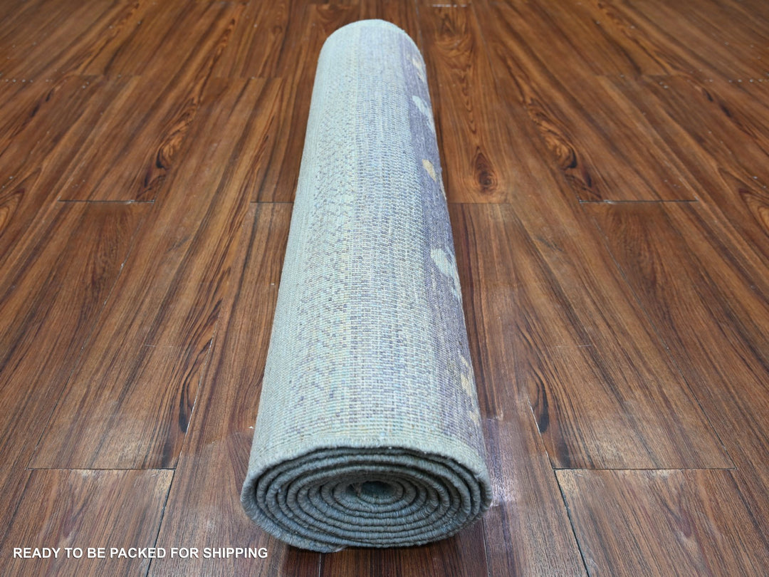 2'8" x 10'11" New Hand Knotted Blue Wool Runner Oriental Rug - MOA10274690