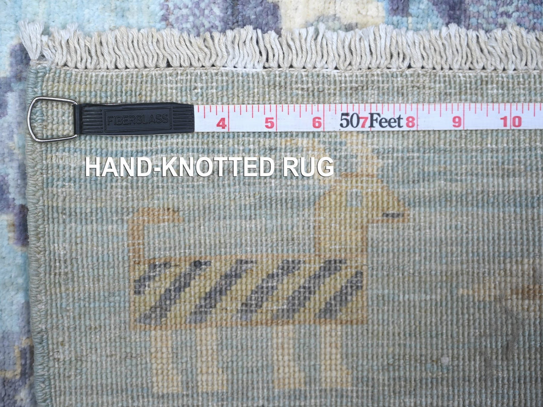 2'8" x 10'11" New Hand Knotted Blue Wool Runner Oriental Rug - MOA10274690