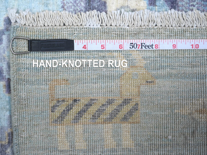 2'8" x 10'11" New Hand Knotted Blue Wool Runner Oriental Rug - MOA10274690