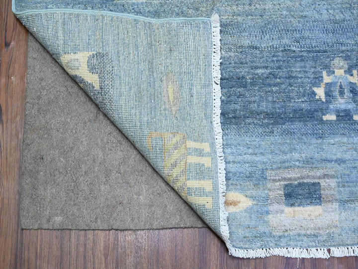 8'2" x 9'7" New Hand Knotted Blue Wool Rectangle Oriental Rug - MOA10274691