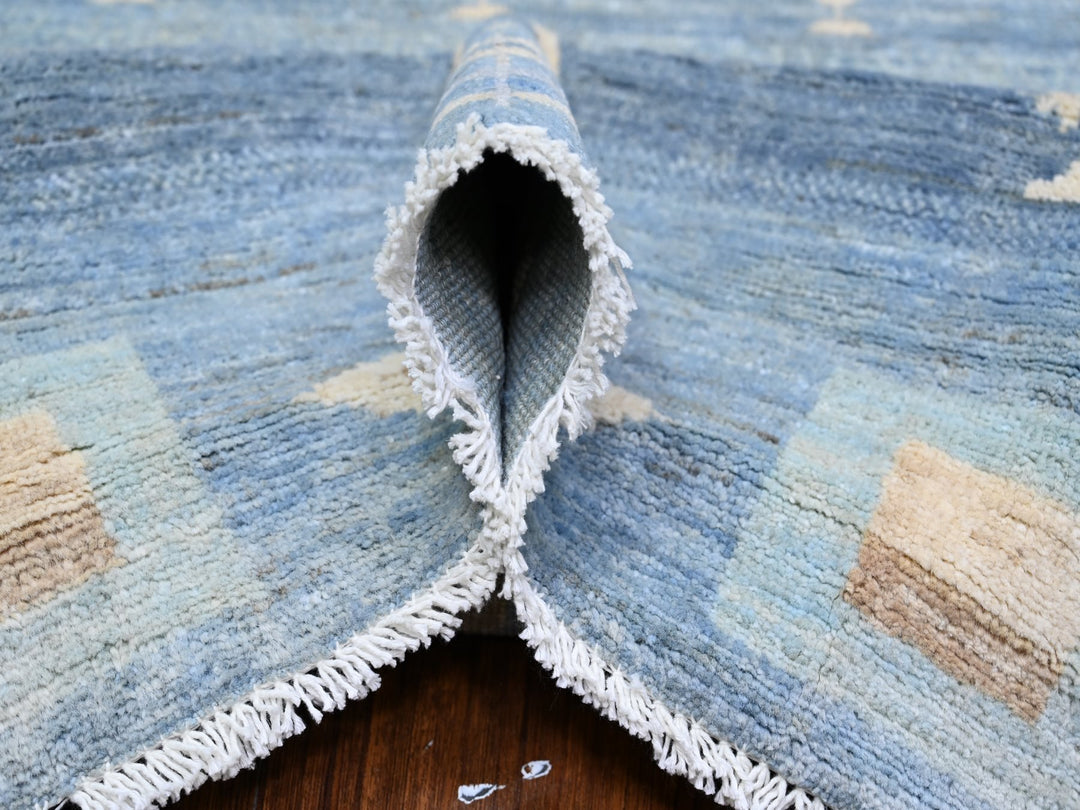 8'2" x 9'7" New Hand Knotted Blue Wool Rectangle Oriental Rug - MOA10274691