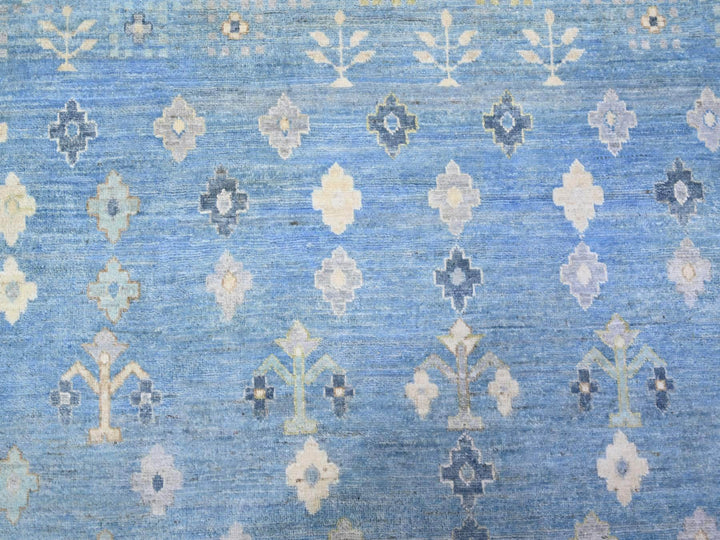 8'2" x 9'7" New Hand Knotted Blue Wool Rectangle Oriental Rug - MOA10274691