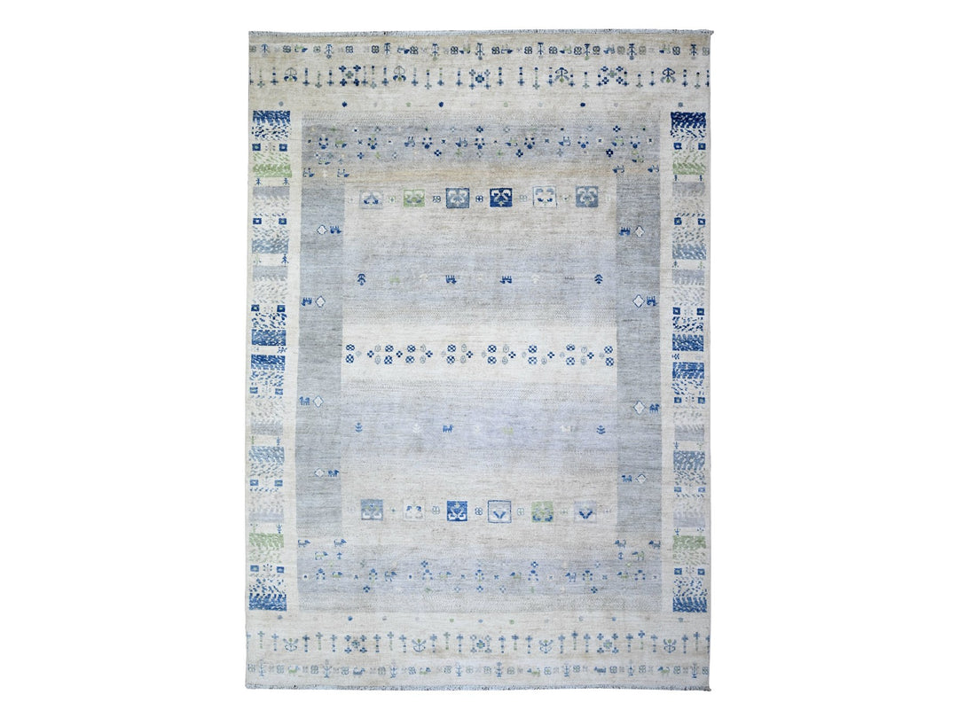 6'0" x 8'8" New Hand Knotted Grey Wool Rectangle Oriental Rug - MOA10274692