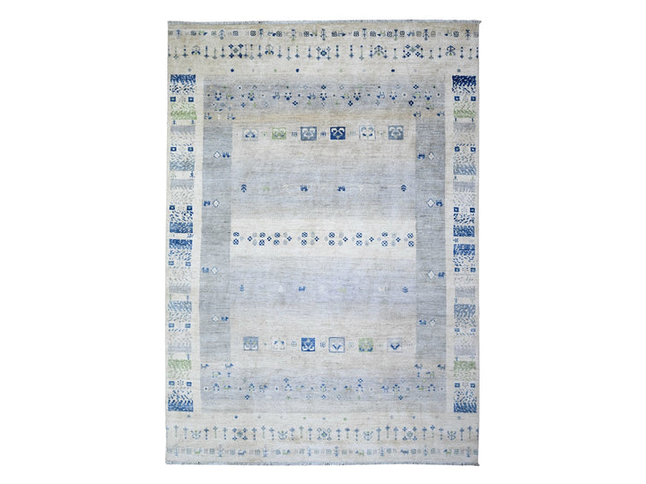 6'0" x 8'8" New Hand Knotted Grey Wool Rectangle Oriental Rug - MOA10274692